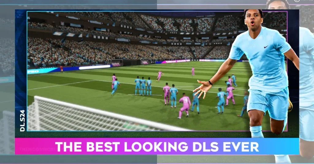 Dream League Soccer 2024 Mod Apk enhanced 3d graphics and best looking gameplay.