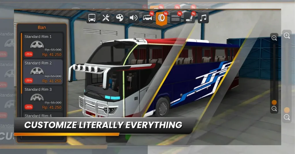 Bus Simulator Indonesia Apk offers a huge range of customization options and allows players to personalize their vehicles.